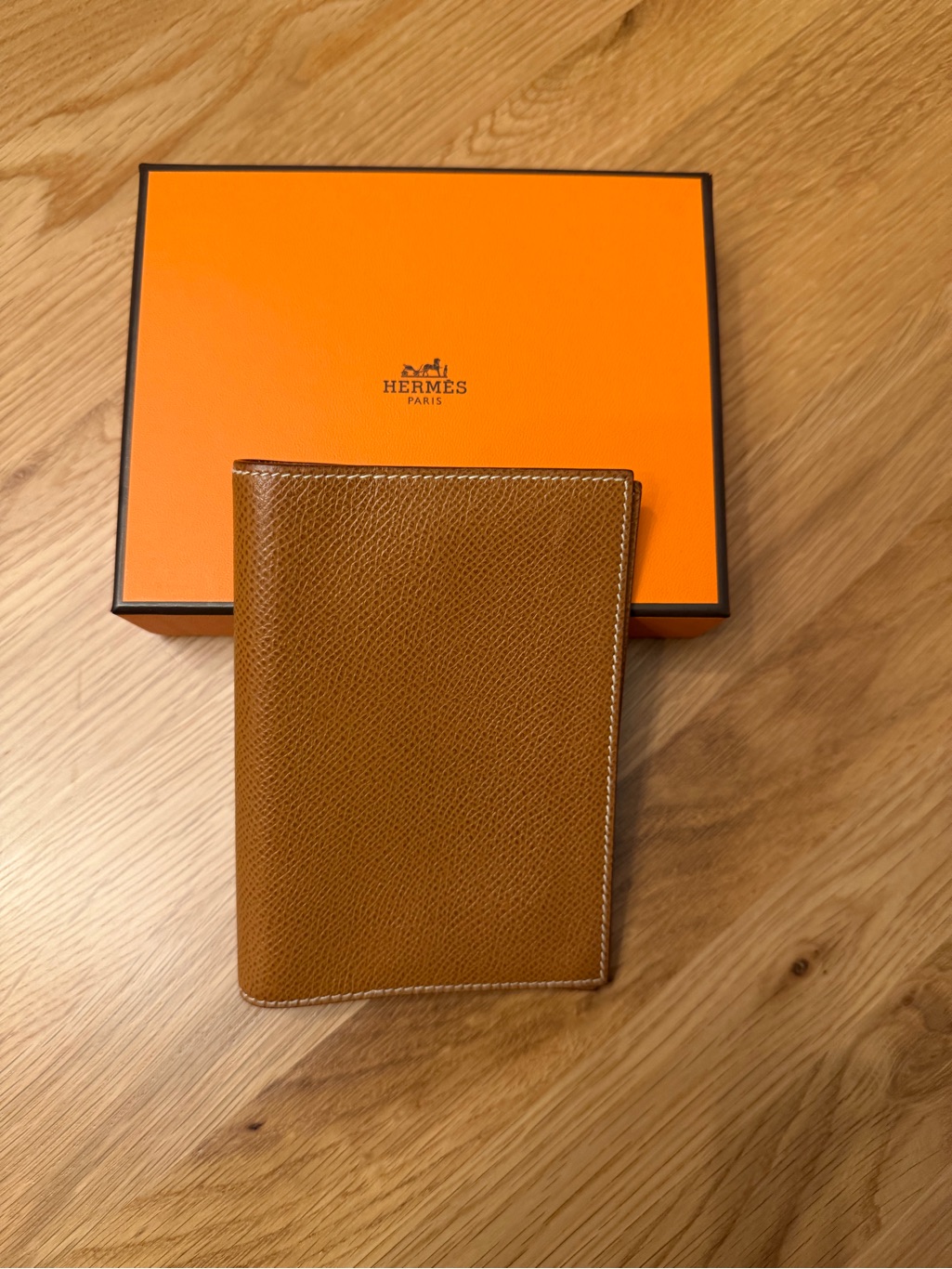 Hermes Brown Leather Globe Trotter Passport Cover